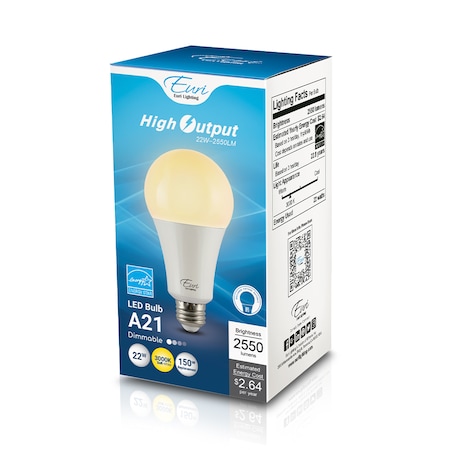 Euri Lighting LED A21 150W Dim ES EA21-22W1000eh